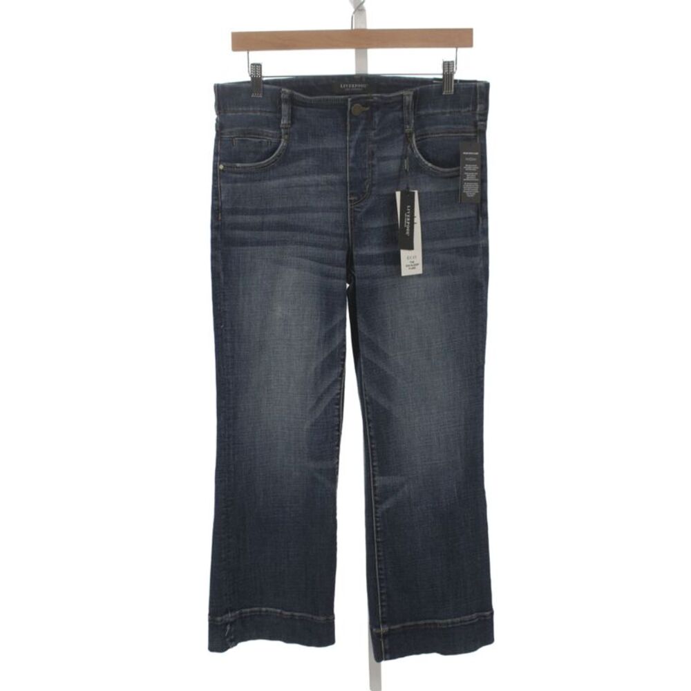 Liverpool Los Angeles Women Flared Jeans Blue Mid-Rise Cotton Inseam 26 Size 8